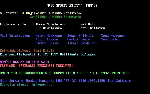 Maso Hockey Manager 97 Deluxe screenshot
